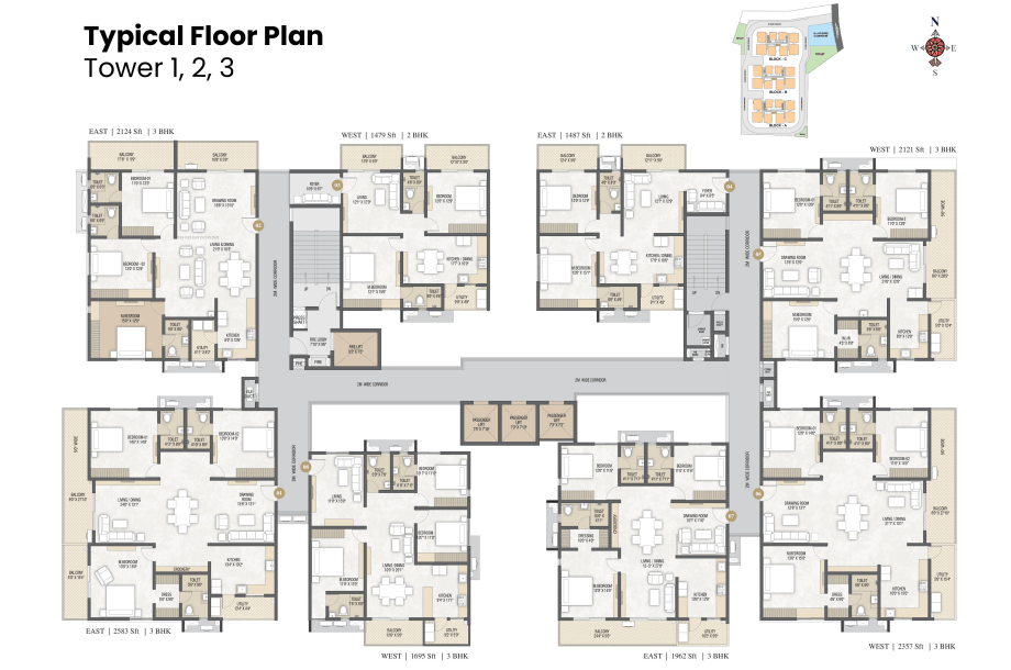 Mithila Nagari — Typical Floor Plan, Towers 1, 2 & 3